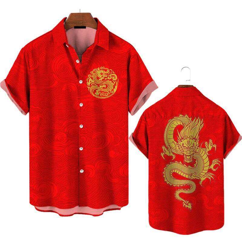 d Printed Chinese Dragon Men Women Summer Hawaiian Shirt Fashion Top Loose Short Sleeves Blouse Clothing luanyun