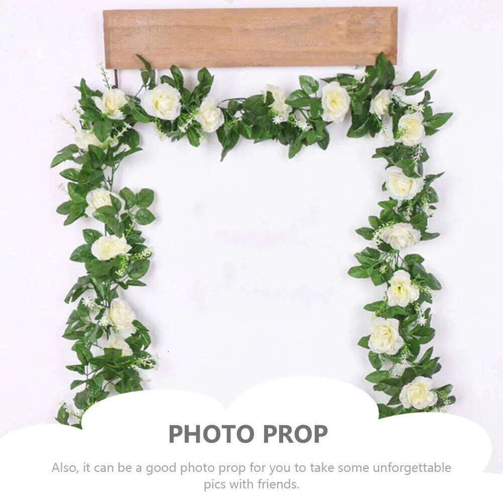 3Pcs Fake Flower Rattan Decoration Rose Vine Simulated Floral Garland for Party Wedding Valentine Day Photo Prop Accessory W260130
