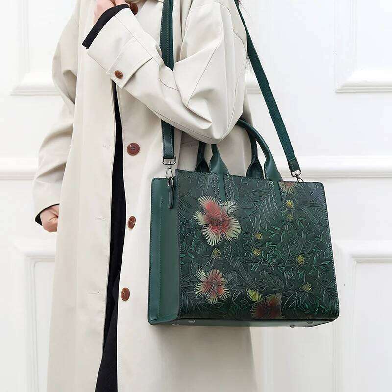 High Quality Handbag Women Designer Shoulder Large Capacity Office Pocket Embossed Diagonal Cross Official Document Bag KABAHEBINGJUE