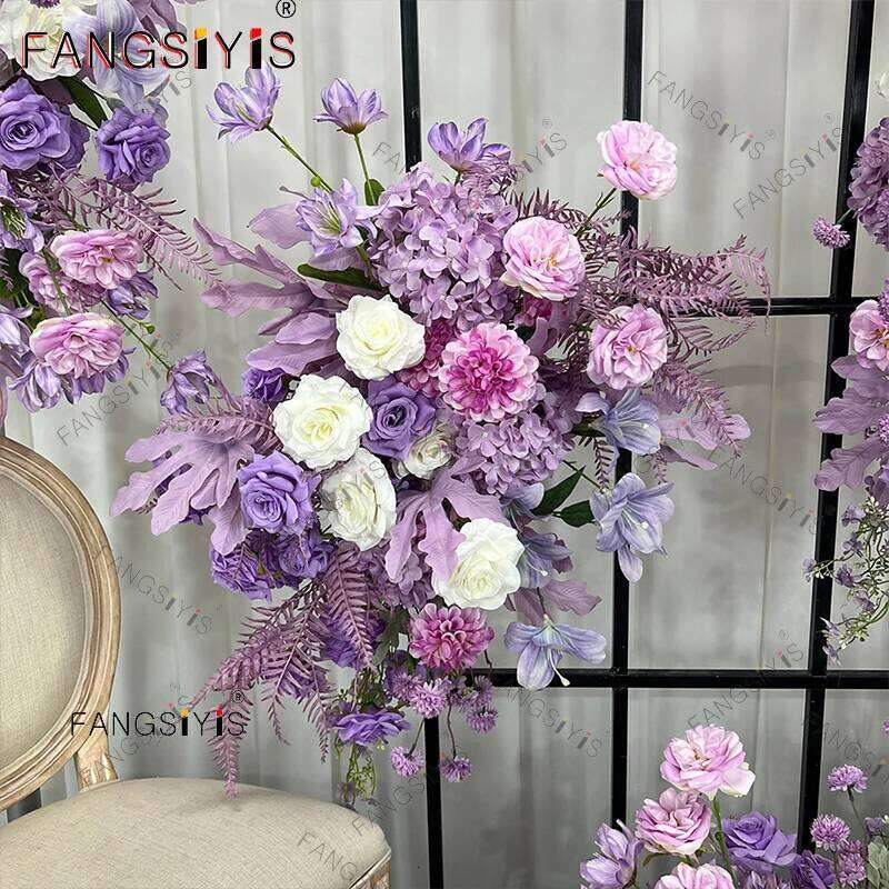 Artificial Purple Lavender Hydrangea Hang Row Romantic Wedding Backdrop Arch Decor Aisle Flower Welcome Floral Party Prop W260130
