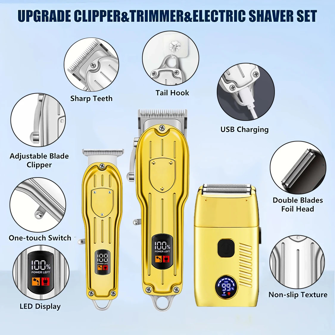Professional Hair Clippers Electric Razor Shavers Men Rechargeable Clippers and Trimmers Beard Trimmer Barber Kit 260129