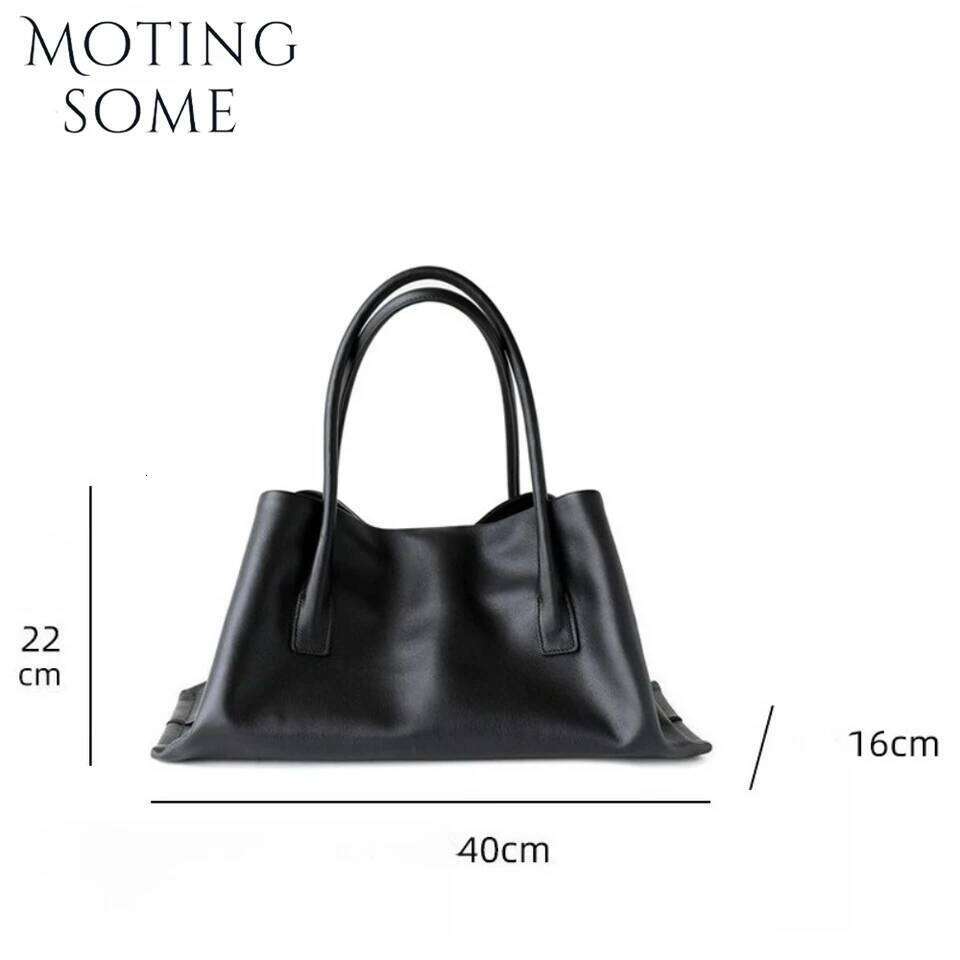 Motingsome Luxury Niche First-layer Cowhide Woman Large Capacity Shoulder Underarm Bag Casual Tote Big Handbag 2025 New