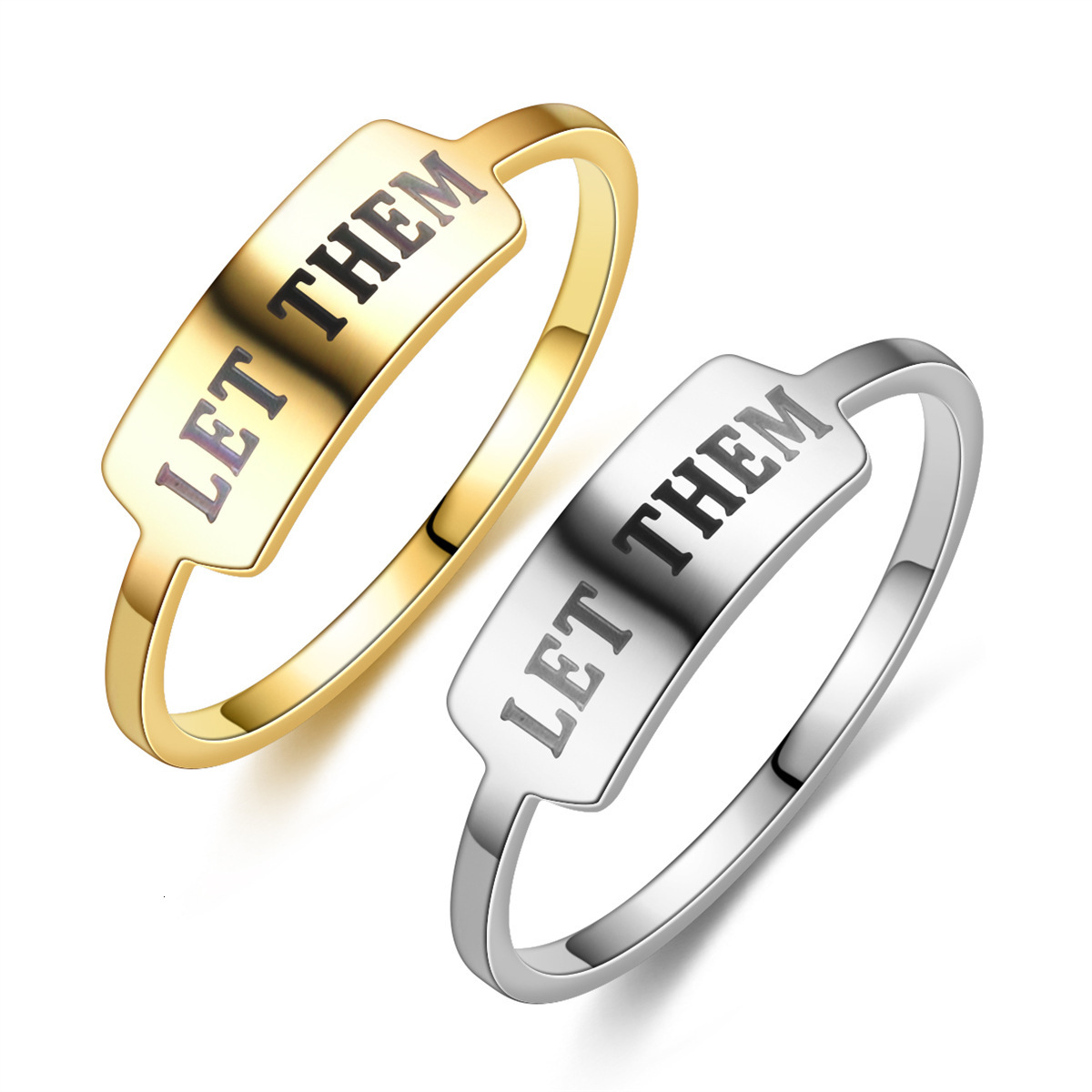 New Korean Style Simple Titanium Steel Cut LET THEM Ring Jewelry Wholesale Exclusive