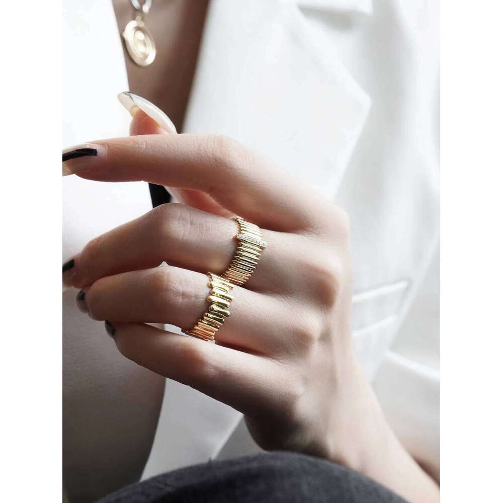 Fashionable S925 Sterling Silver Gold Plated Cool Ring For Women Organ All-match Earrings XJ260130