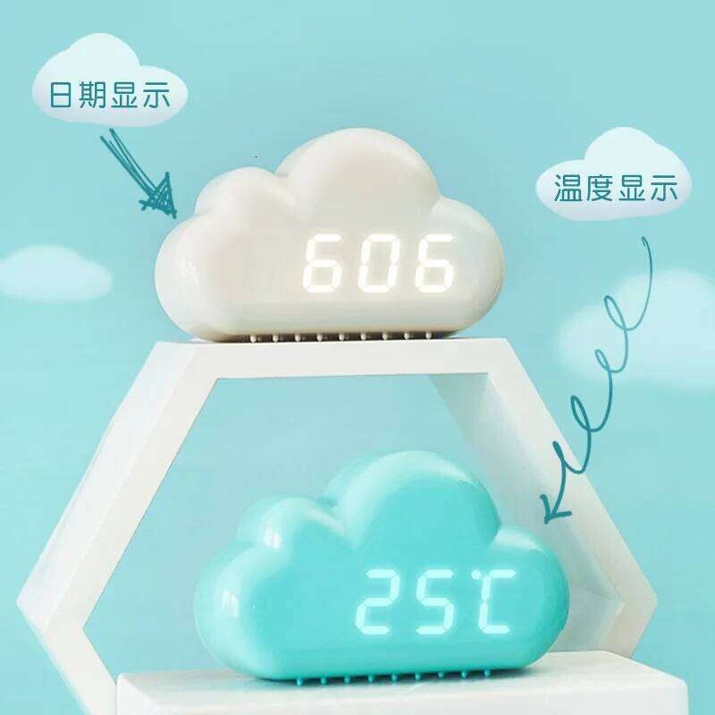 Creative Cloud Shape Voice Control Led Bedside Snooze Alarm Student Luminous Electronic Table Clock W260130