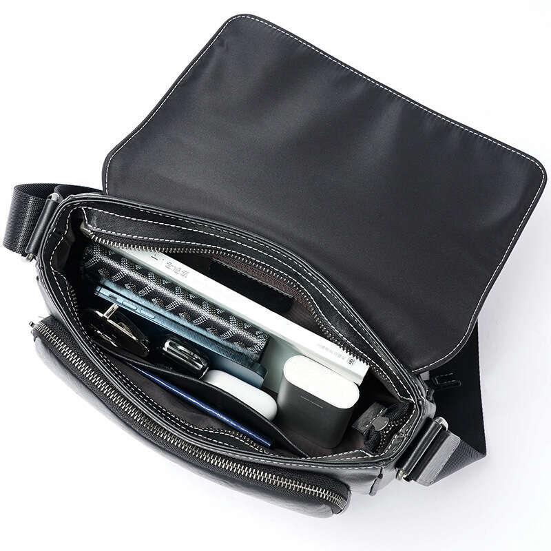 Genuine Leather Crossbody For Men Horizontal Flap Large Capacity Shoulder Bag Top Layer Cowhide Fashion Stitching Men S Bag In Stock High Quality Luxu