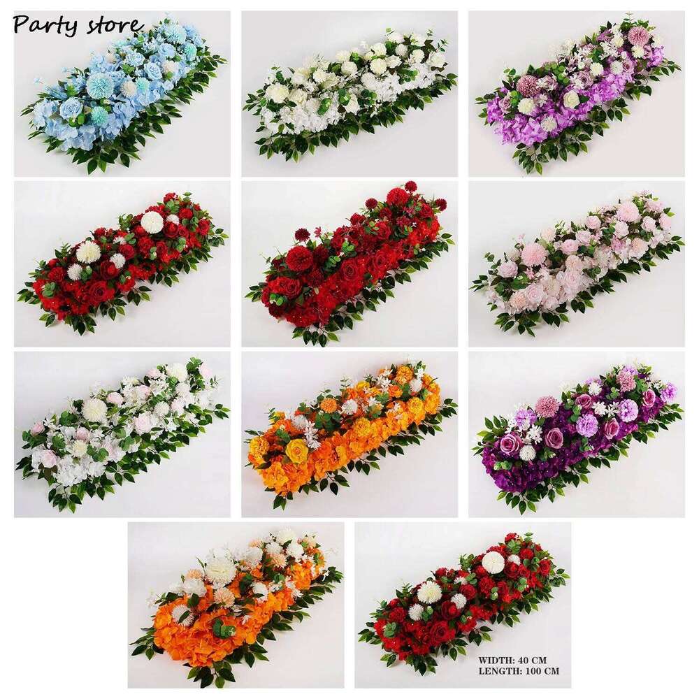 White Rose Artificial Decor Ball Iron Arch Backdrop Centerpiece Row Party Wedding Flower Arrangement Props W260130