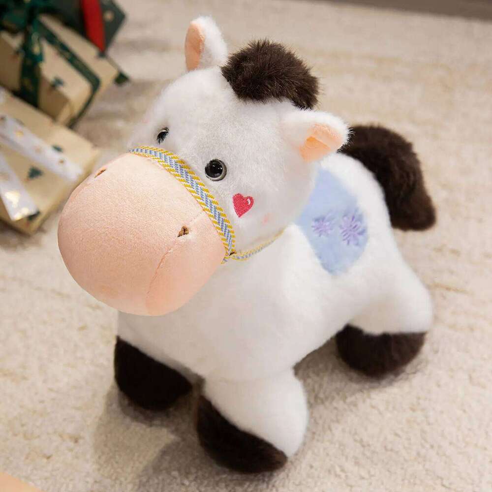 23cm Cute Horse Plush Toy Adorable New Year Lucky Mascot Soft Stuffed Pony Kawaii Zodiac Animal Birthday Xmas Gift for Kids Y260128