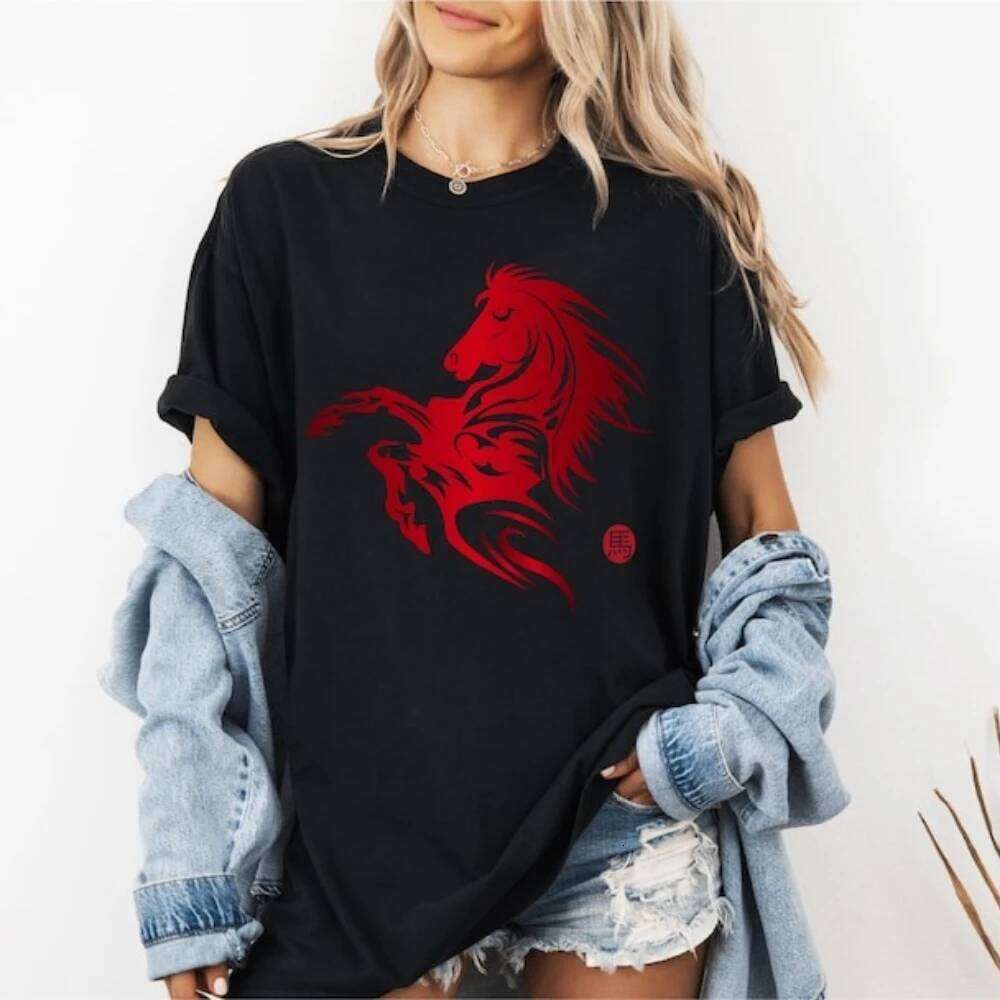 Chinese Shirt Zodiac T Lunar Festival Tee of The Horse TShirt Happy New Year Men Women Tops luanyun