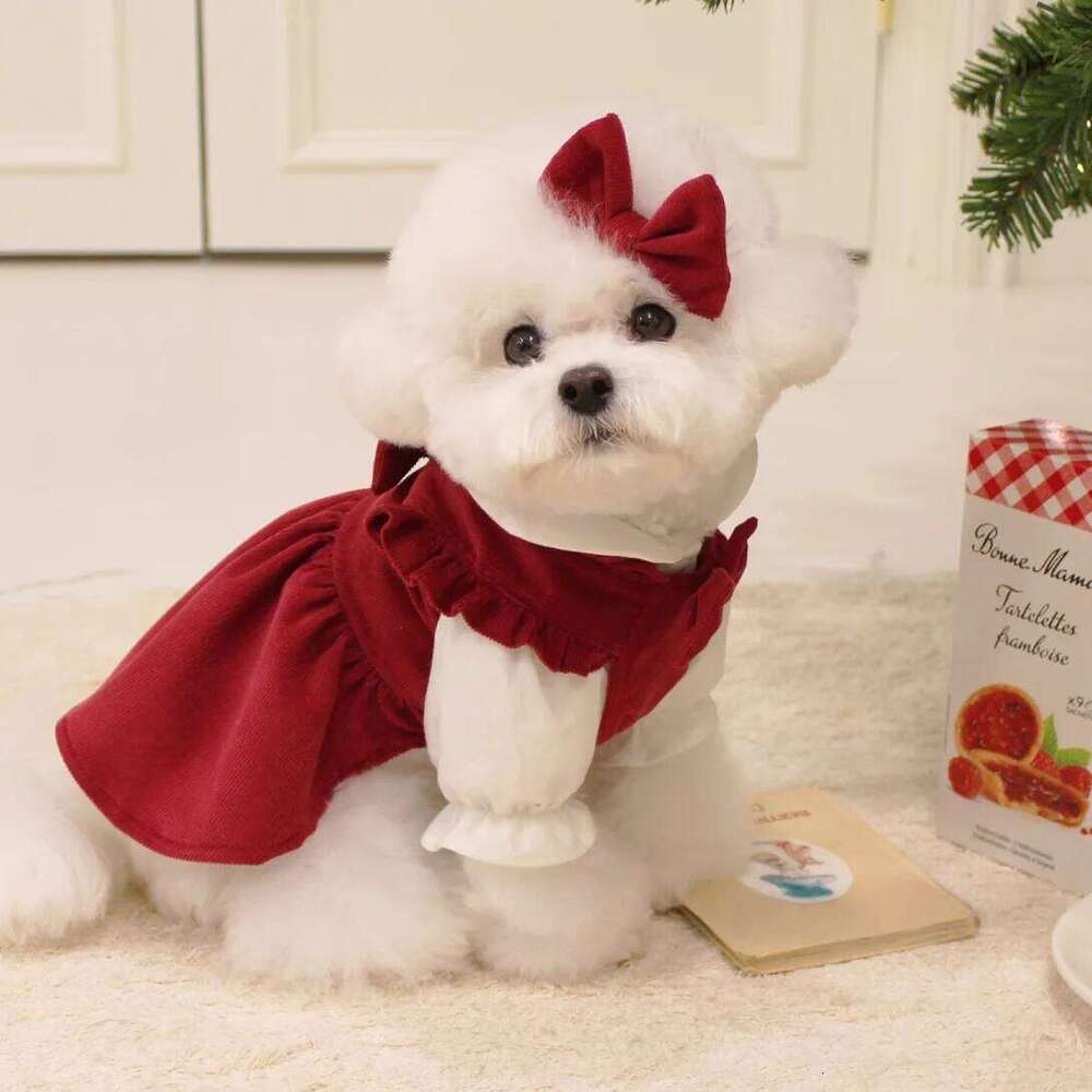 Cute Dog Dress Winter for Small Breeds Bichon Poodle Clothing Fashion Outfit Decoration Pet Supplies H260130