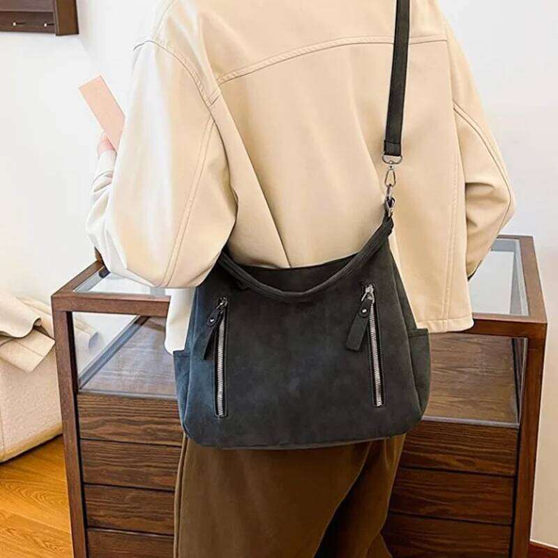Suede Leather Female Side Retro Shoulder for Women Handbag Casual Ladies Hand Bags Large Capacity Tote Bag Sac Z260130