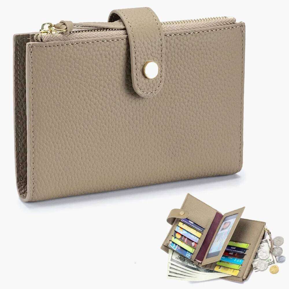 Genuine Leather Women's Short Wallet Large-capacity Multi-card Document Bag Head Layer Cowhide Coin Purse Card Holder Wallets Z260130
