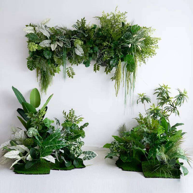 Fern Green Plants Grass Hydrangea Row Outdoor Wedding Backdrop Decor Floral Arrangement Road Lead Floor Flower Party Prop W260130