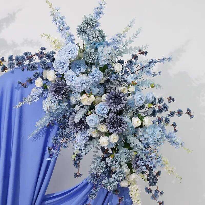 Blue wedding Artificial hydrangea Rose Hang flowers floor flower Row Backdrop decoration Scene Road Lead Flower Ball prop W260130