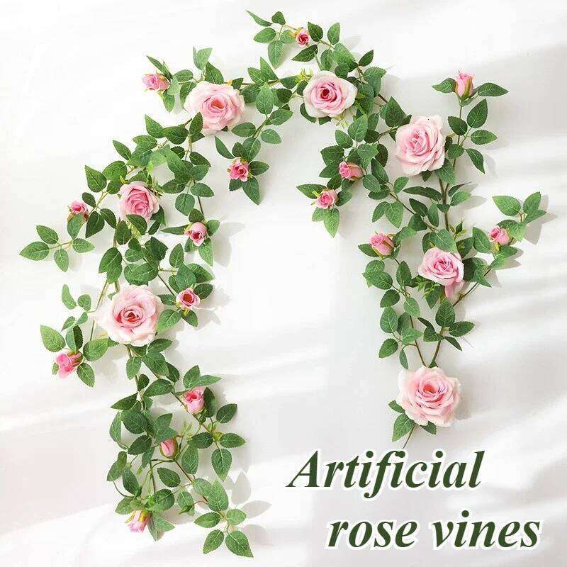 90/180cm Evergreen Artificial Flower Indoor Balcony Garden Wedding Rose Vine and Iandscape Decoration W260130