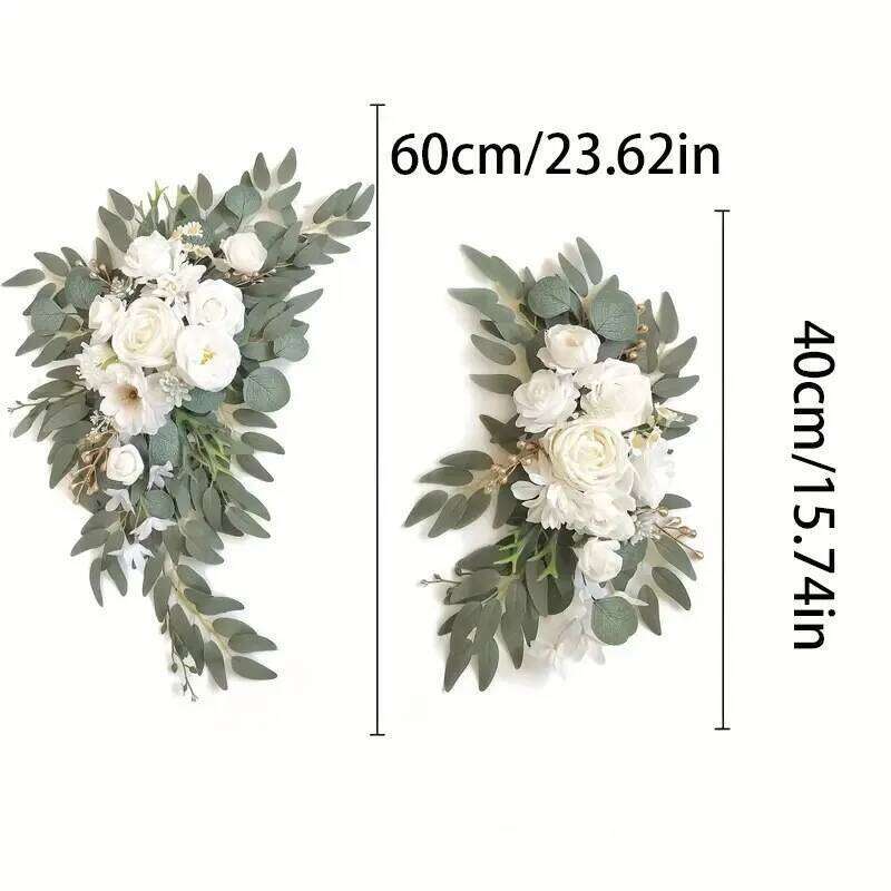 Artificial Arch Flowers Kit Boho Dusty Rose Blue Eucalyptus Garland Drapes for Wedding Decorations Welcome Sign W260130