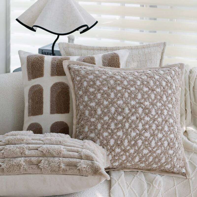 Pillow Case Jacquard Cushion Ultra Soft Throw Pillow Cover For Sofa Living Room Ins Creamy Style Home Decor Funda Cojines De 45X45cm