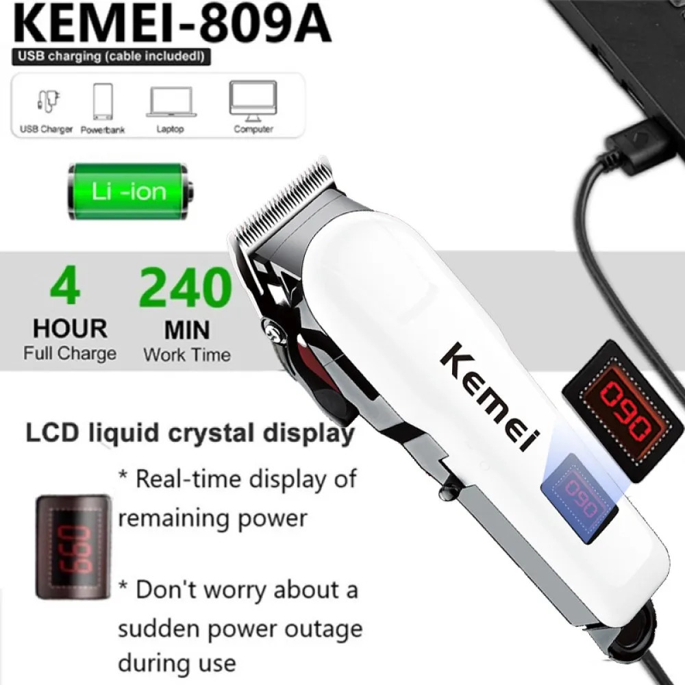 Electric Hair Clipper Hair Cut Maching Wireless Trimmer men Professional Clipper Machine Rechargeable Hair Cut Barber 809A 260129