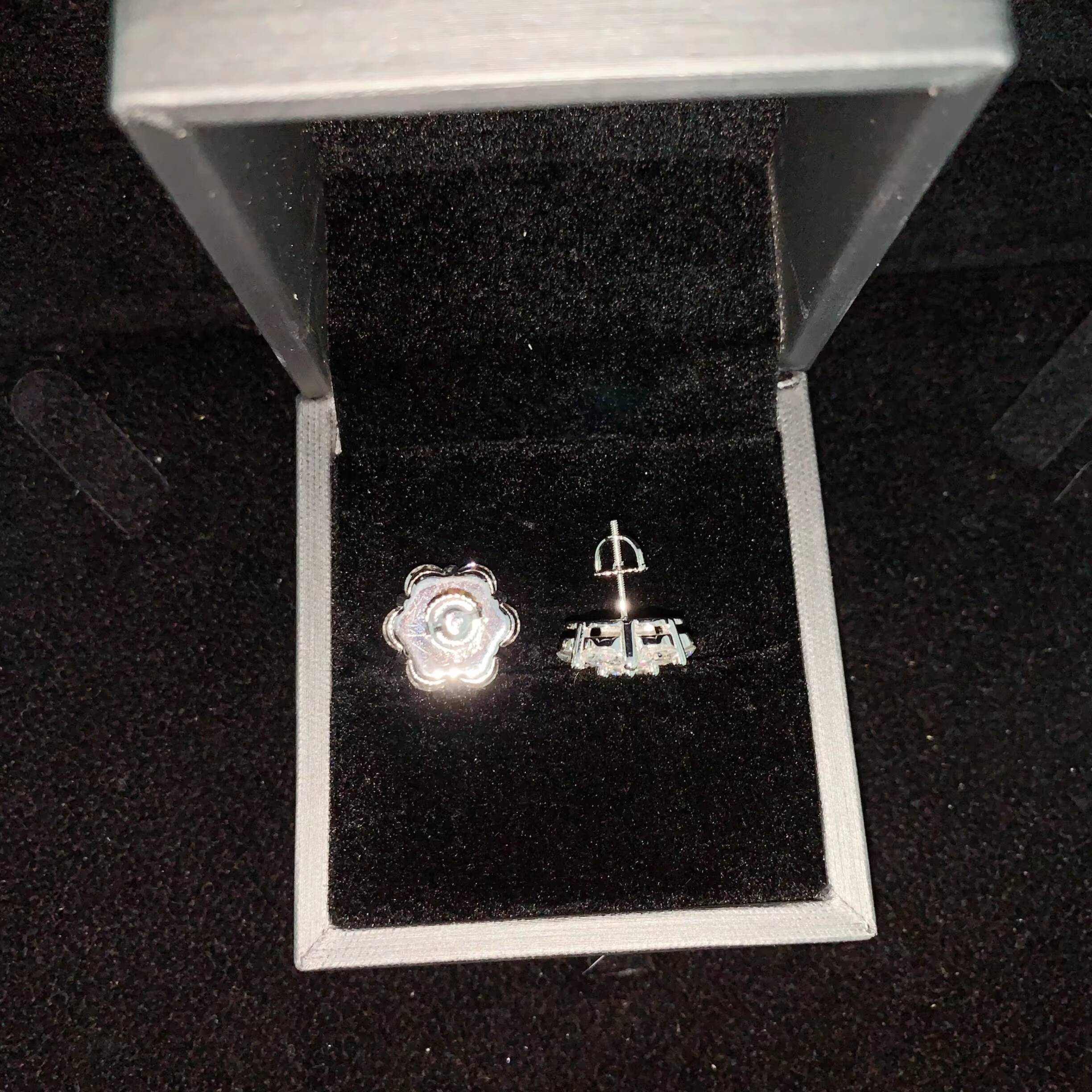 Huge 15mm Flower Moissanite Stud Earrings Flower 925 Sterling Silver Fine Jewelry Accessories Hip Hop Jewelry Gift Set