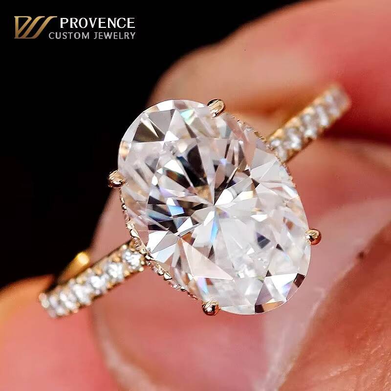 Oval Cut DEF VVS Moissanite Ring 10K 14K 18K Solid Yellow Gold Fine Rings Wedding Engagement Rings for Women Anniversary Gift