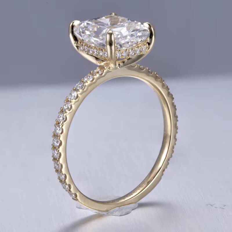 IGI 18K Yellow Gold 263CT Princess square Cut Lab Diamond Rings Wedding Jewelry