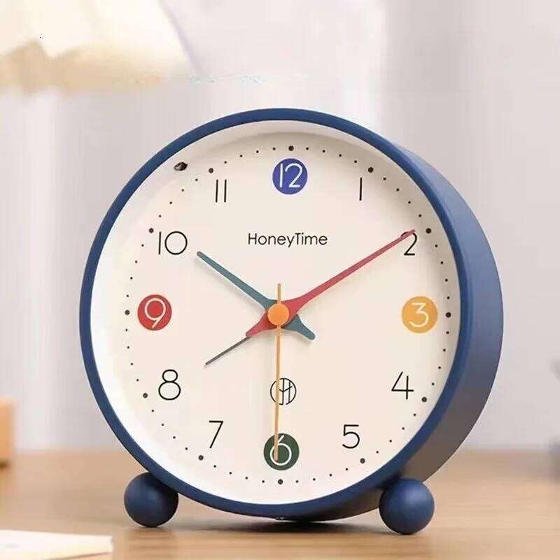 Creative Morandi Colorful Desktop Alarm Students Wake Up Bedroom Clock Quartz Silent Watch Decorative Ornaments W260130