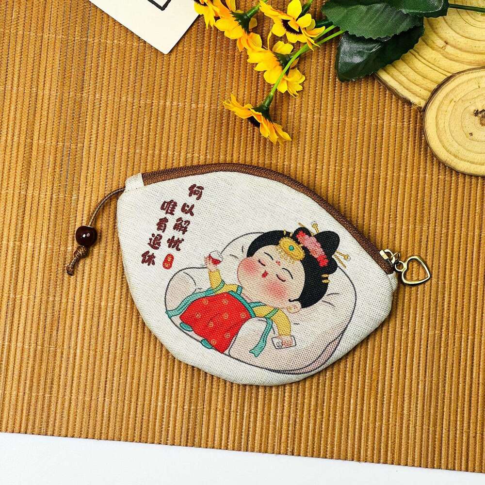 Hot-Selling Digital Print Coin Purse Pull-Out Mini Bag Chinese Style Handmade Fabric Cartoon Card Holder MASA
