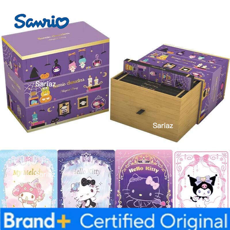 Sanrio Genuine Family Daily Small Card Magical Diary HelloKitty Pink Cute Anniversary Gift Box Collection Cards Toys H260130