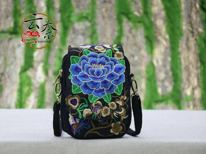 Ethnic Style Double-Layer Flip Embroidered Embroidery Mini Small Coin Purse Phone Bag