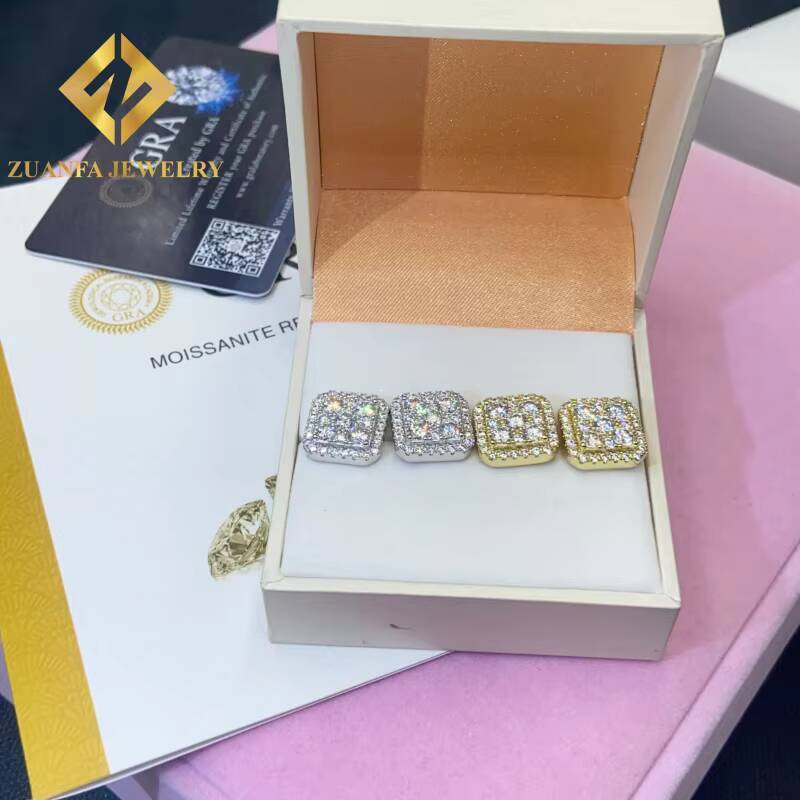 Past Diamond Test Moissanite 135mm Stud Earring Mens Women 925 Sterling Silver VVS Moissanite Iced Out Stud Earring with GRA