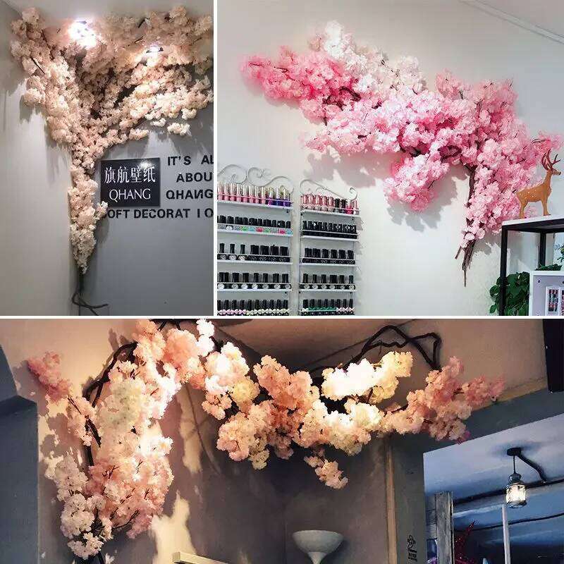 Artificial Cherry Tree Rattan Silk Wedding Background, Wall Flower, Home Decoration W260130