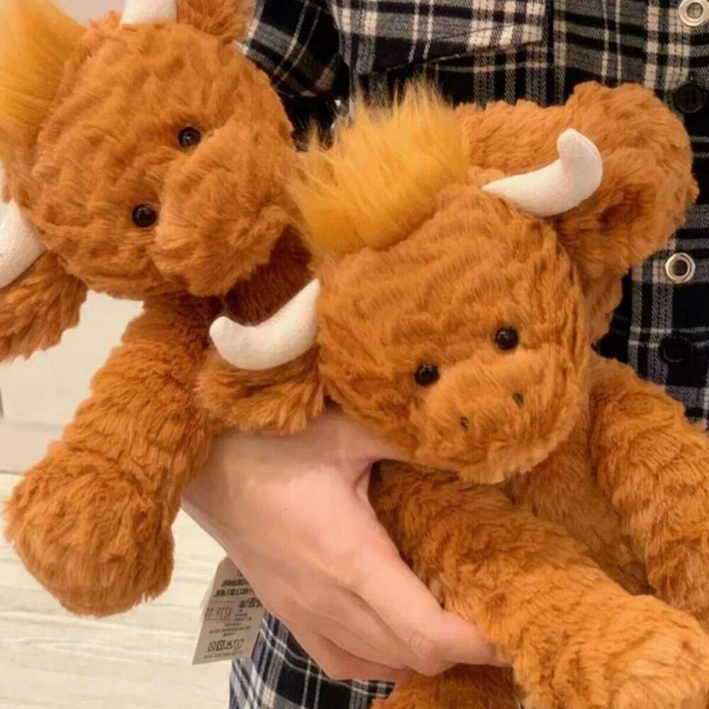 Cute Scottish Highland Plush Haired Cow Stuffed Cartoon Cattle Super Soft Huggable Farm Animal Toy Gift for Kids Y260128