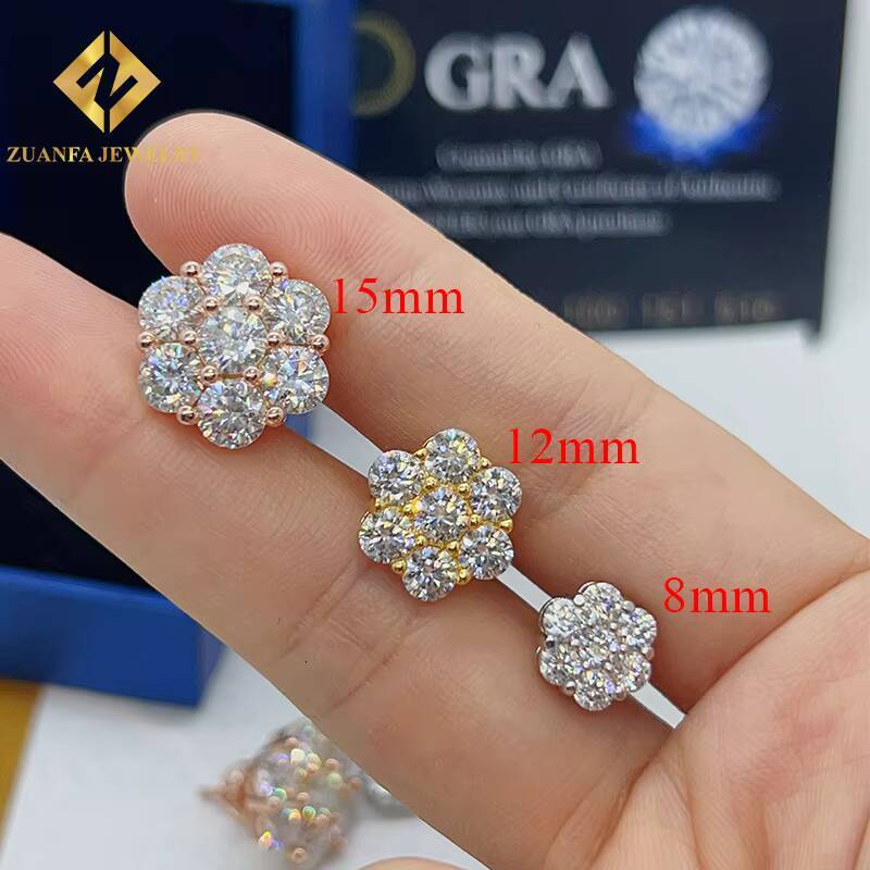 Dropshipping Hip Hop14K Gold Plated Sterling Silver 925 VVS GRA Certificated Lab Diamond Moissnaite Fashion Jewelry Earrings