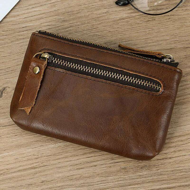 fashion Men's vintage genuine purse high quality cowhide keychain, leather coin pocket for key Z260130