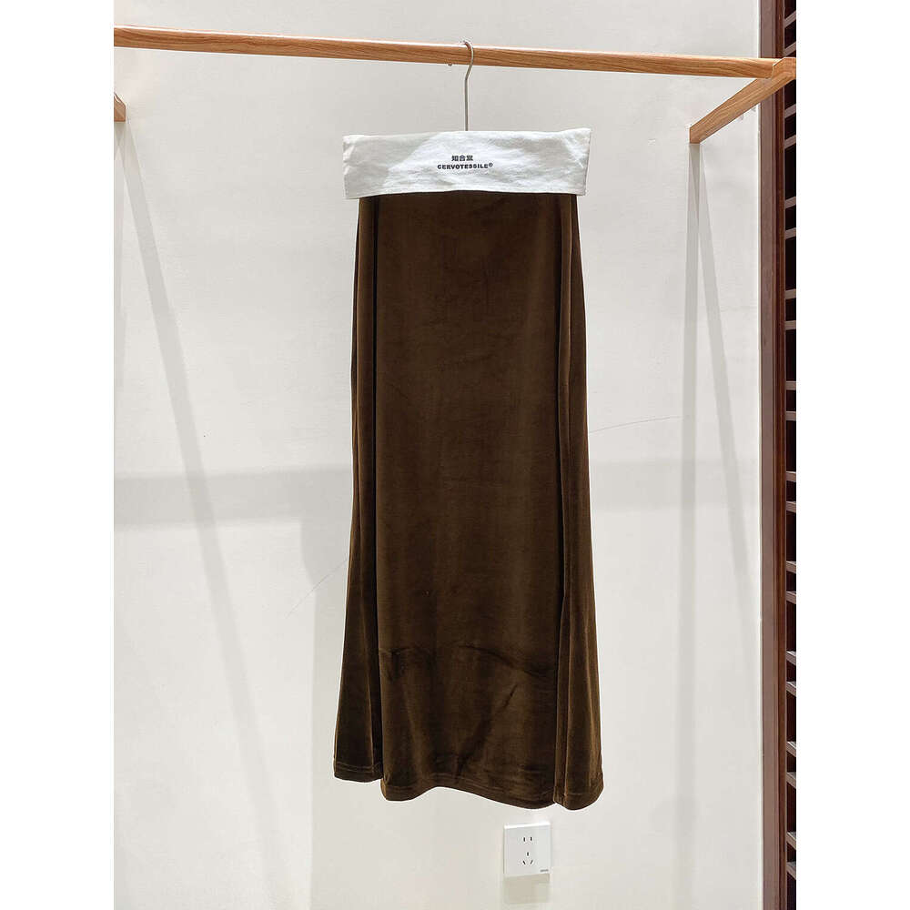 Zhihetang Autumn New High Waist Mermaid Half Women Slimming National Style Velvet A-Line Long Skirt LEEGO LENS