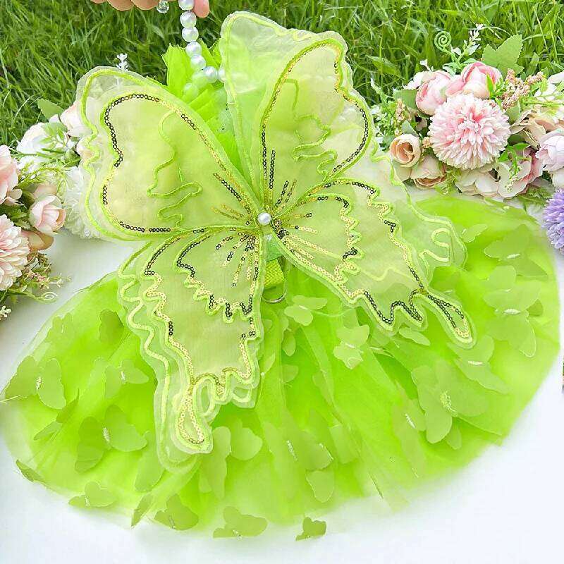 Dog Summer Dress Pets Luxury Clothes Puppy Bridal Gown Tulle Skirt Doggy Clothing Vestidos for Medium Big Dogs Butterfly H260130