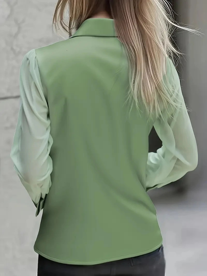 Autumn light y highend longsleeved versatile agereducing satin shirt for women 260126