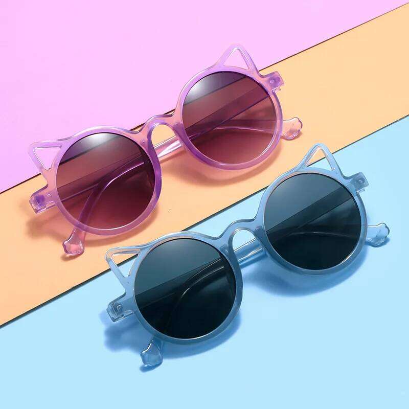 Cute Cat Ears Kids Sunglasses for Girls And Boys Cartoon Outdoor Sun Protection Vintage Children's Glasses H260130