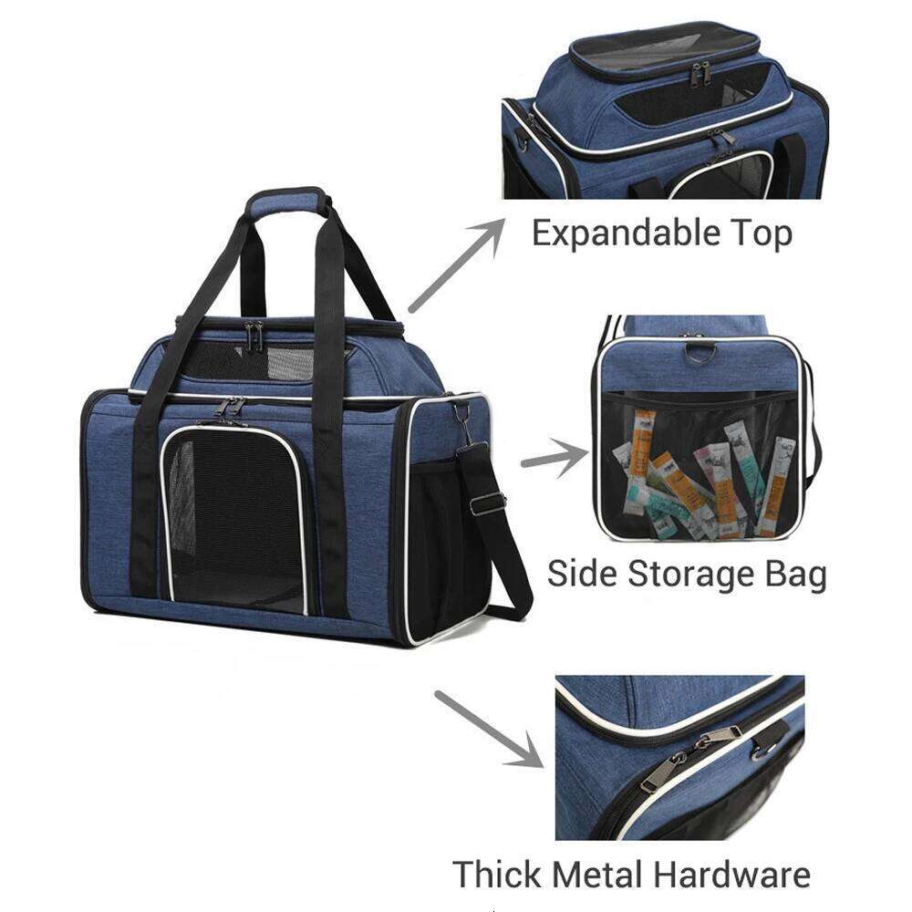Luxury Top Expandable Large Capacity Travel Pet Carrier for Cat Small Dogs Anti-Scratch Breathable Dog Tote Bag 26H0130