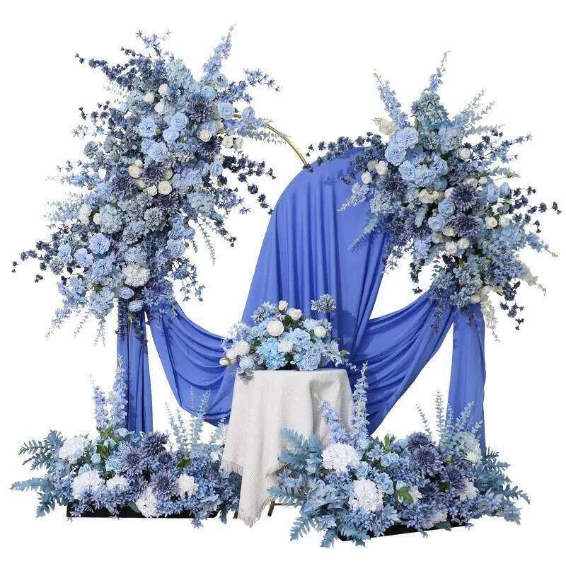 Blue wedding Artificial hydrangea Rose Hang flowers floor flower Row Backdrop decoration Scene Road Lead Flower Ball prop W260130