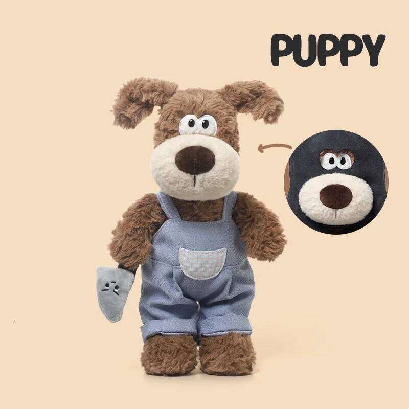 Bandit Pup Plush Cute Masked Dog Stuffed Animal Soft Robber Puppy with Removable Eye Mask Gift for Kids Doll Sleeping Pillow Y260128