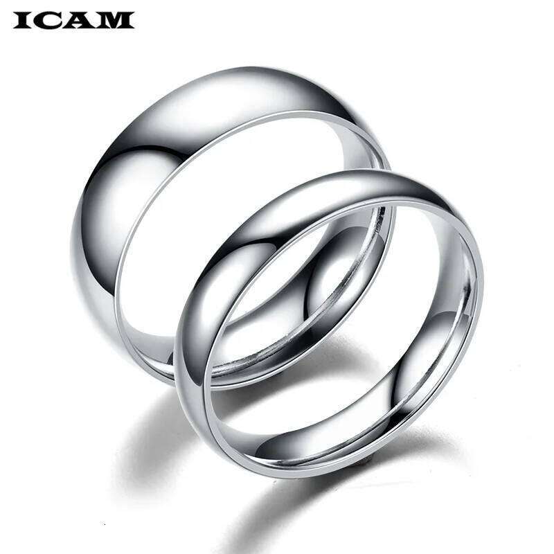 ICAM Fashion jewelry Simple Glossy Mirror Titanium Steel Couple Ring for women men XJ260130