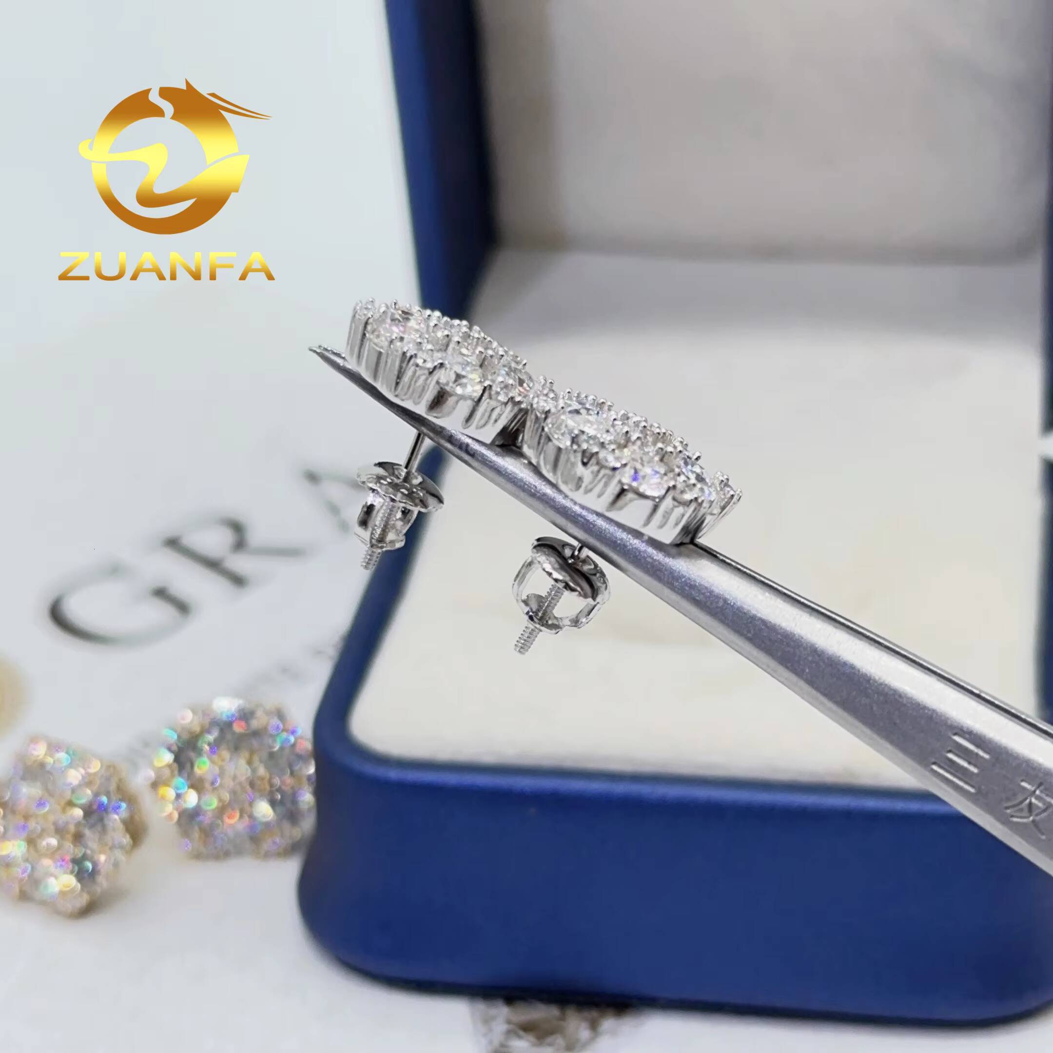 Shining Earrings for Women Pass Diamond test Snow Flake Design Moissanite Earrings Iced Out Moissanite Earrings