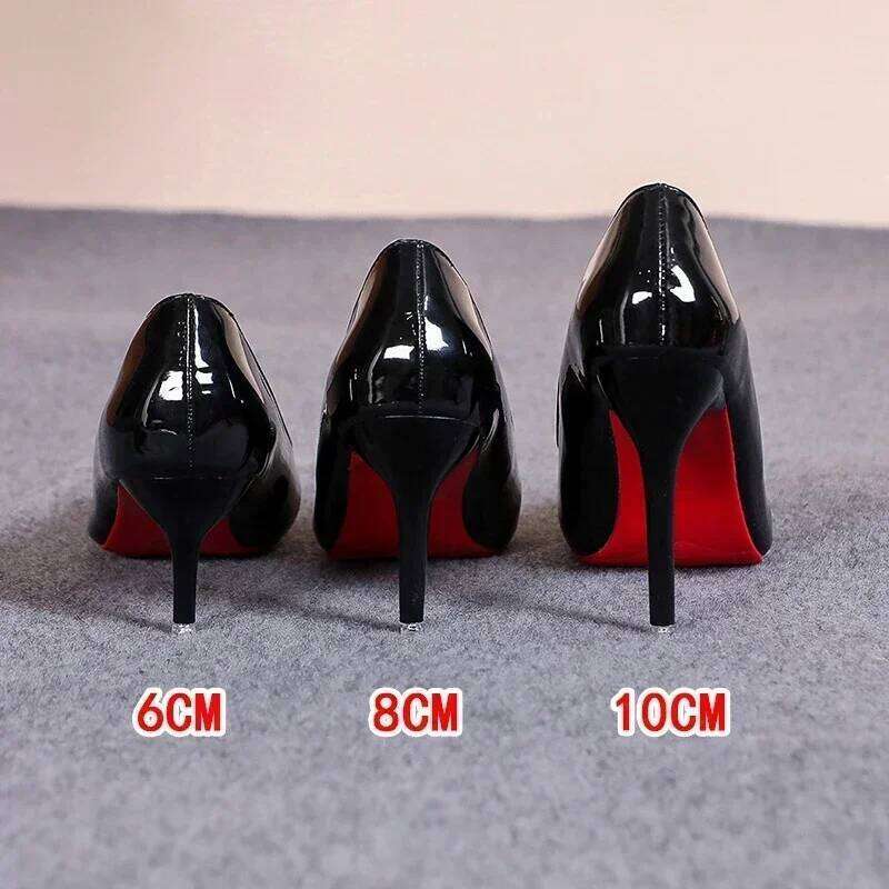 Sexy Red Bottom Classic Ladies Pumps Autumn Leather Dress Heel Shoes for Women Banquet Wedding High Heels