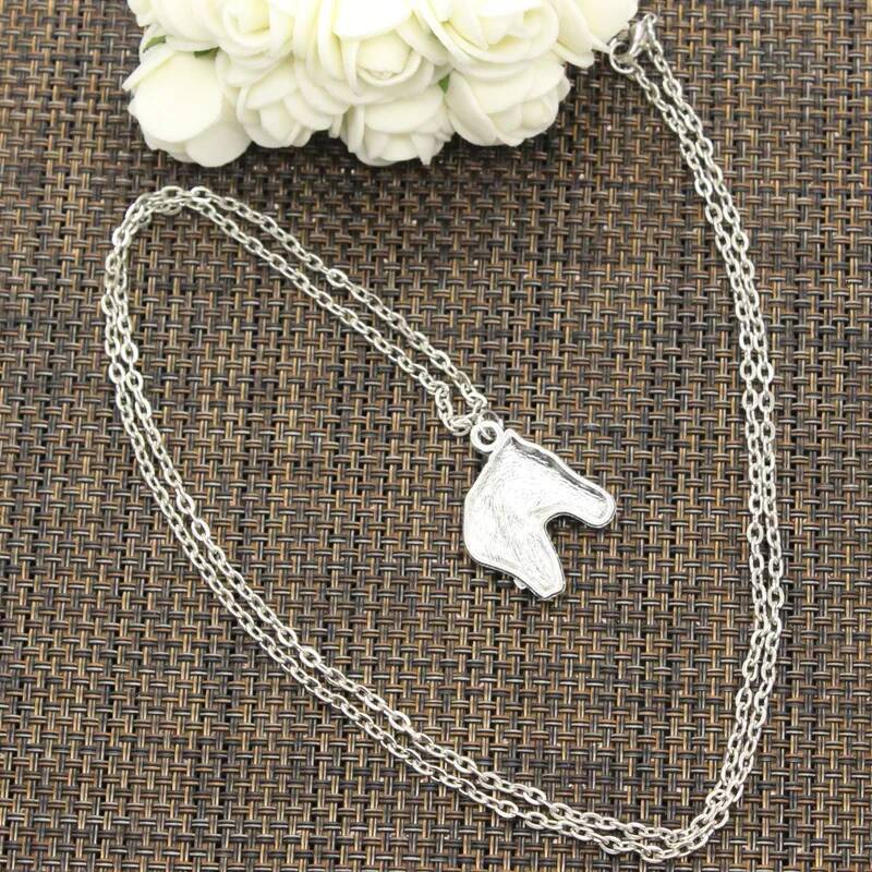 New Fashion Steed Horse Head Pendants Round Cross Chain Short Long Mens Womens DIY Silver Color Necklace Jewelry Gift