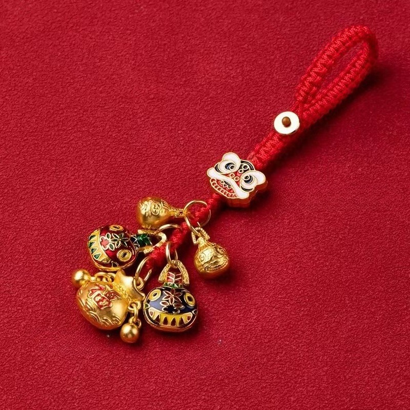 Lion Style birthday gift Jewelry Chinese Keychain Dance Gold Eater Beast Charm God of Wealth Lucky Pendant for Car Keys Bag Purse Auspicious Gift for 