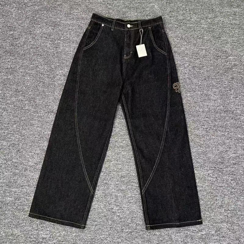 Men's Hoodies High Street Retro Jeans Classic Embroidered Patchwork Straight-leg Trousers Men Women Casual All-match Denim Pants