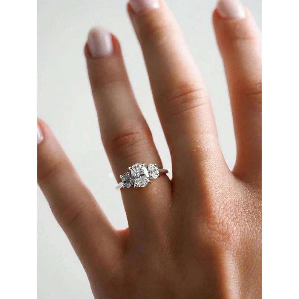 925 Sterling Silver Classic Sparkling Triple Oval Zircon Ring For Women Daily Outfits Luxury High Quality Fine Jewelry XJ260130