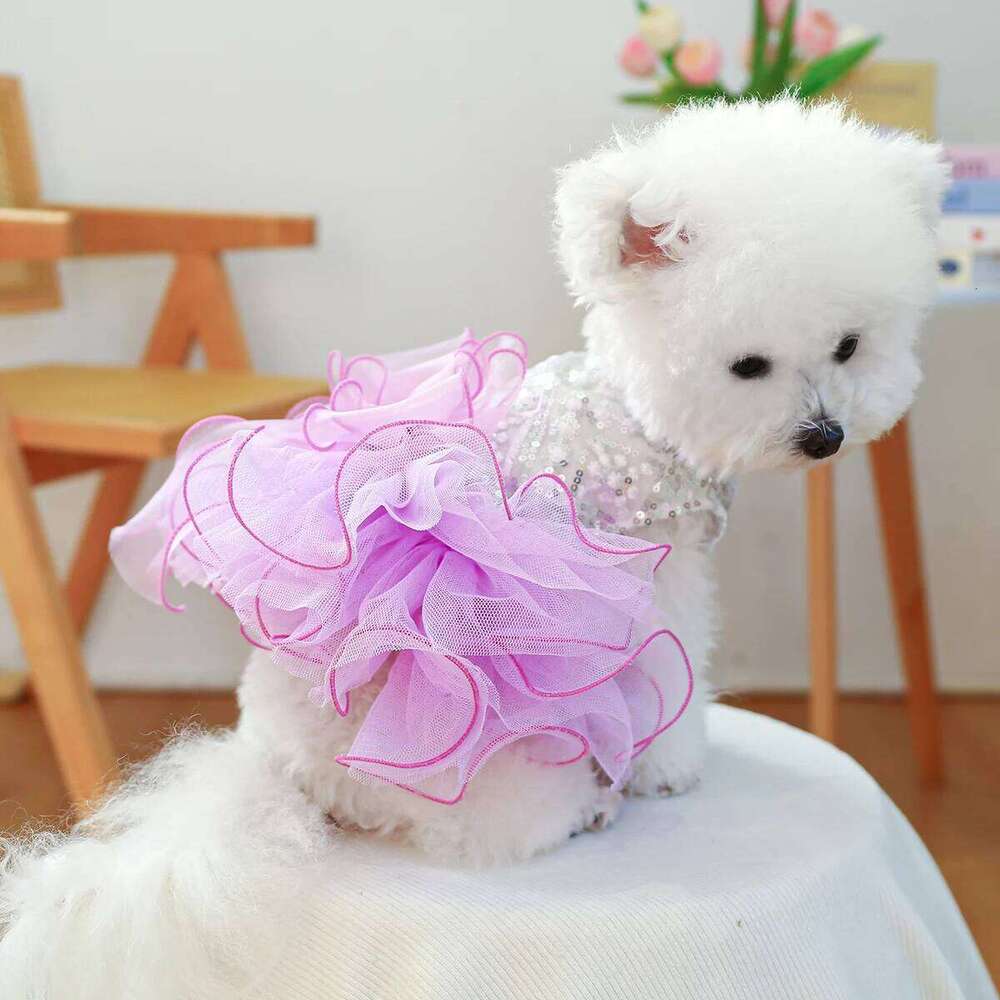Dream Fairy Purple Pet Clothes Sequined Princess Tutu Wedding Dress H260129