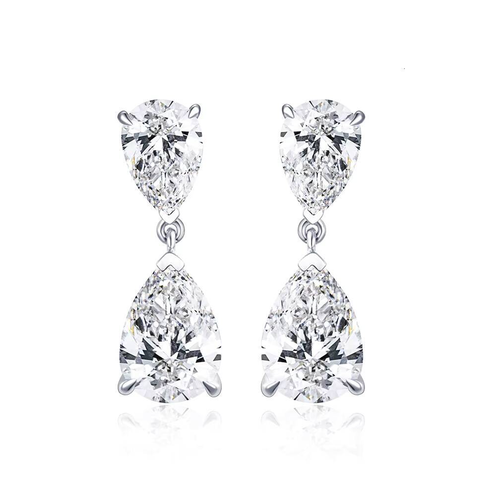 Ready to Ship MSE-719 Trendy Earrings Jewelry 9K White Gold Pear Cut Lab Grown Diamond Stud Earrings